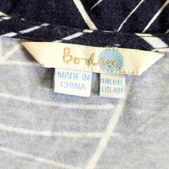 Boden 3/4 Sleeve Tropical Vacation Beaded Stretch Jersey Comfy Mini Dress - Picture 4 of 5